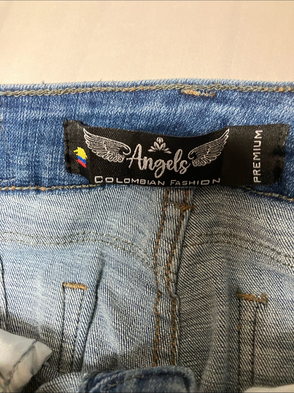 Angels Medium Blue Flare Jeans with Knee Rips - Picture 2 of 13